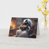 Cozy Halloween at Mr. Skunks house greeting カード (黄色い花)