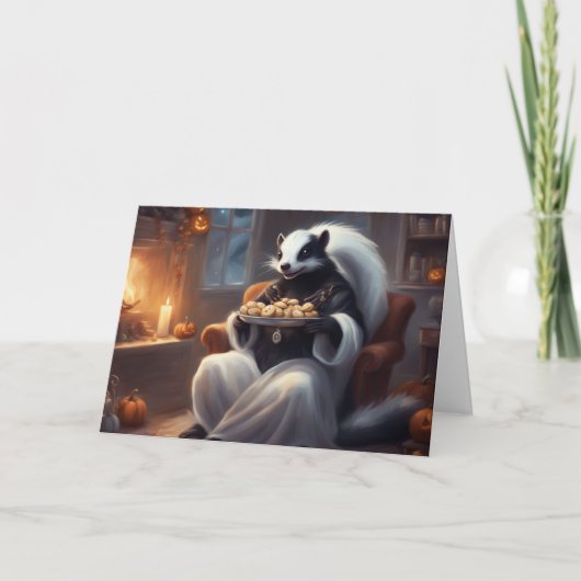 Cozy Halloween at Mr. Skunks house greeting カード (正面)