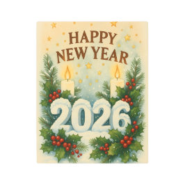 cozy happy new year 2026 metal print メタルプリント