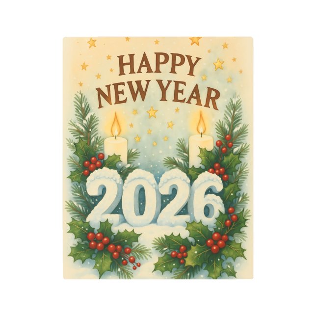 cozy happy new year 2026 metal print メタルプリント (正面)