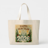 cozy happy new year 2026 tote bag ラージトートバッグ (裏面)
