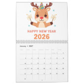 cozy happy new year 2026 wall calendar カレンダー (1月 2027)