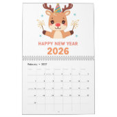 cozy happy new year 2026 wall calendar カレンダー (2月 2027)