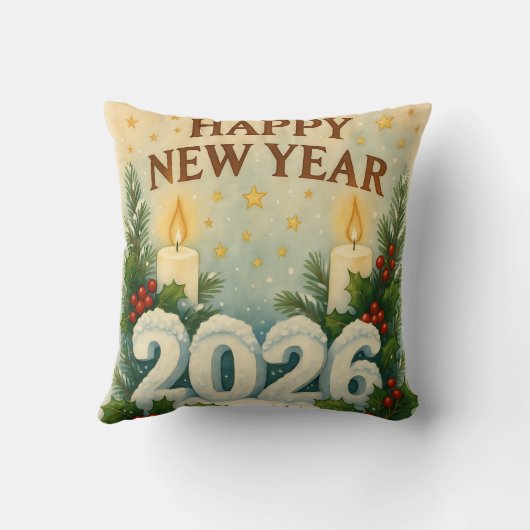 cozy happy new year throw pillow クッション (裏面)