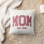Cozy Heart Mom Est Year Varsity Home Design クッション (ブランケット)