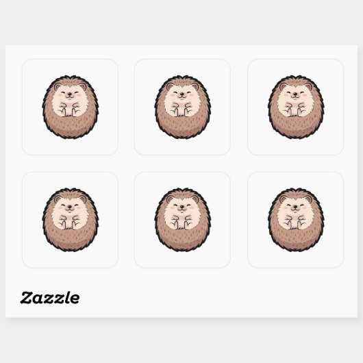 Cozy Hedgehog – Cute Kawaii Illustration スクエアシール (シート)