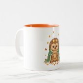 Cozy Hedgehog Fall | Autumn Hedgehog with Scarf &  ツートーンマグカップ (正面左)