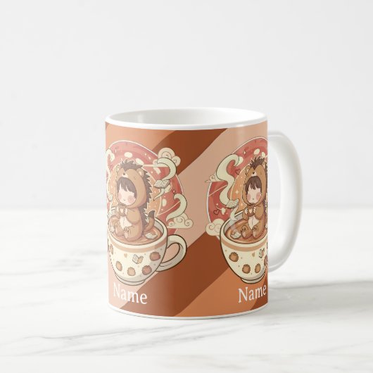 Cozy Hedgehog Morning Coffee Ceramic Mug コーヒーマグカップ (正面右)