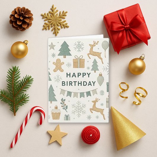 Cozy Holiday Birthday Design カード