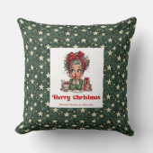 Cozy Holiday Grandma Pillow Funny Cartoon Style クッション (正面)