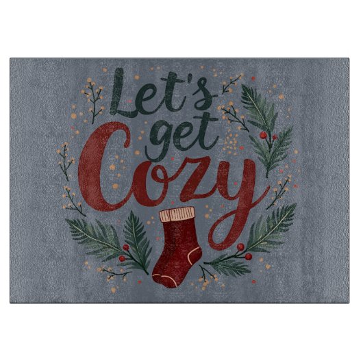 Cozy Holiday Pine Berry Lettering カッティングボード (正面)