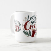 Cozy Holiday Pine Berry Lettering コーヒーマグカップ (正面左)
