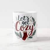 Cozy Holiday Pine Berry Lettering ジャンボコーヒーマグカップ (正面)