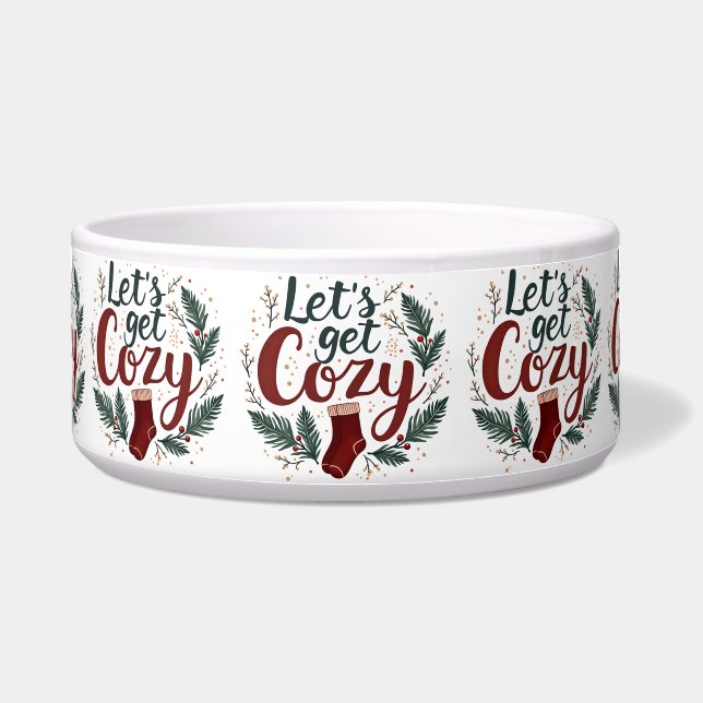 Cozy Holiday Pine Berry Lettering White ボウル (正面)