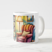 Cozy Home Reading Bouteilles — Framed Wall  ジャンボコーヒーマグカップ (正面右)