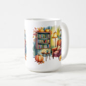 Cozy Home Reading Mug — Framed Wall & Book Shelf コーヒーマグカップ (正面右)