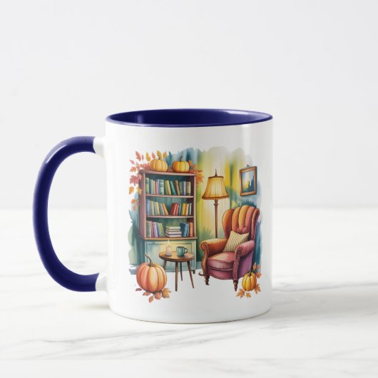 Cozy Home Reading Mug — Framed Wall & Book Shelf マグカップ (左)
