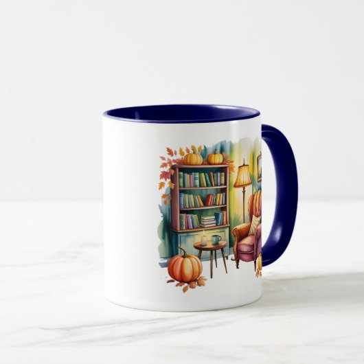 Cozy Home Reading Mug — Framed Wall & Book Shelf マグカップ (正面右)