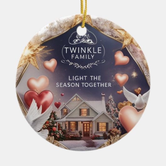 Cozy Home Twinkle Family Light the Season Together セラミックオーナメント (正面)