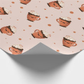 Cozy Hot Chocolate - Cute Mug Pattern with Whipped ラッピングペーパー (角)