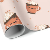 Cozy Hot Chocolate - Cute Mug Pattern with Whipped ラッピングペーパー (ロールコーナー)