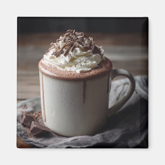 Cozy Hot Chocolate Whipped Cream Photo マグネット (正面)