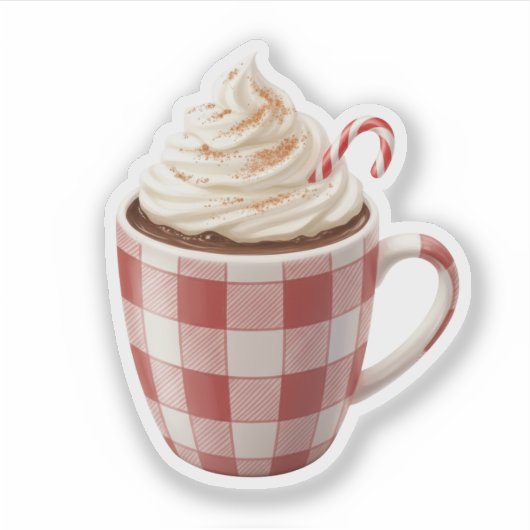 Cozy Hot Cocoa Mug with Whipped Cream Christmas シール (正面)
