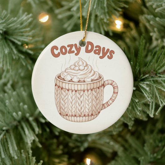 Cozy Hot Cocoa Warm Marshmallow Mug Holiday セラミックオーナメント (ツリー)