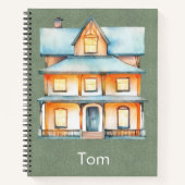 Cozy House Notebook – Warm Watercolor Home Design ノートブック (正面)