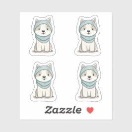 Cozy Husky Illustration - Custom-Cut Vinyl Sticker シール