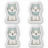 Cozy Husky Illustration - Custom-Cut Vinyl Sticker シール (正面)