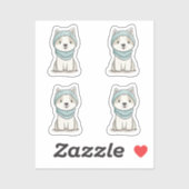 Cozy Husky Illustration - Custom-Cut Vinyl Sticker シール (シート)