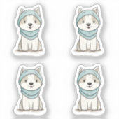 Cozy Husky Illustration - Custom-Cut Vinyl Sticker シール (正面)