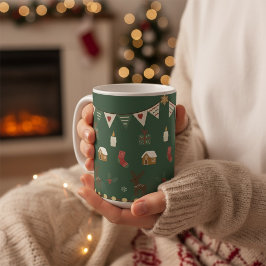 Cozy Hygge Holiday Reindeer & Gingerbread Mug コーヒーマグカップ