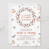 Cozy Ivory Pumpkin Floral Baby Shower 招待状 (正面)