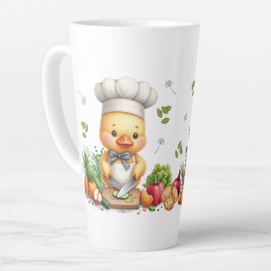 Cozy Kitchen Ducks Cute Cooking Design カフェラテマグ (左アングル)