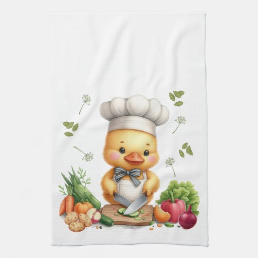 Cozy Kitchen Ducks Cute Cooking Design キッチンタオル (縦)