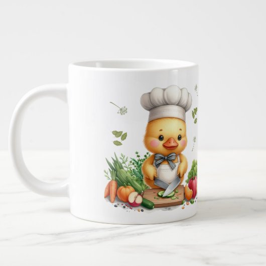 Cozy Kitchen Ducks Cute Cooking Design ジャンボコーヒーマグカップ (左)