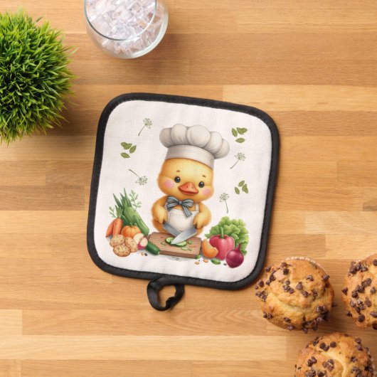 Cozy Kitchen Ducks Cute Cooking Design 鍋敷き (トップダウン)