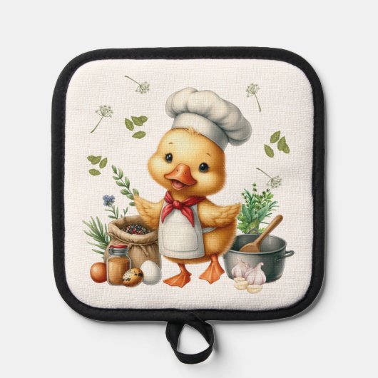 Cozy Kitchen Ducks Cute Cooking Design 鍋敷き (正面)