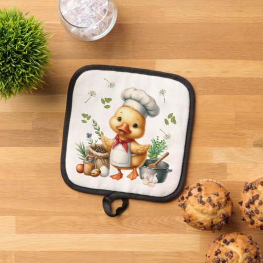 Cozy Kitchen Ducks Cute Cooking Design 鍋敷き (トップダウン)