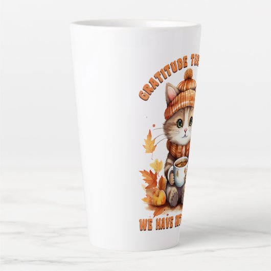 Cozy Kitten in Fall Comfort カフェラテマグ (正面)