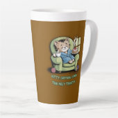 Cozy Kitten with Coffee and Cake – Funny Cat カフェラテマグ (右アングル)