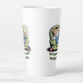 Cozy Kitten with Coffee and Cake – Funny Cat カフェラテマグ (正面)