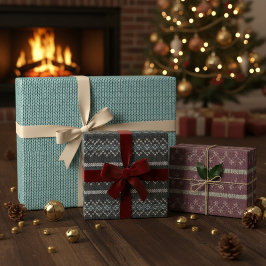 Cozy Knit Pattern Wrapping Paper Set ラッピングペーパーシート