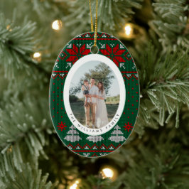 Cozy Knit Sweater Pattern Photo セラミックオーナメント