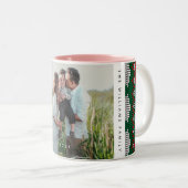 Cozy Knit Sweater Pattern Photo Holiday ツートーンマグカップ (正面右)