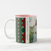 Cozy Knit Sweater Pattern Photo Holiday ツートーンマグカップ (左)