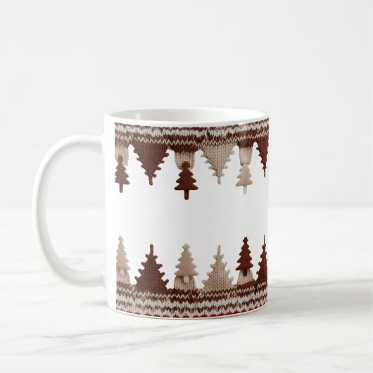 Cozy Knitted Christmas Trees Fair Isle Classic コーヒーマグカップ (左)