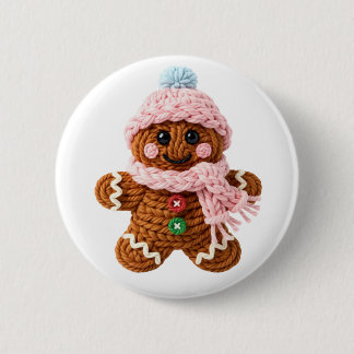 Cozy Knitted Gingerbread Winter Character 缶バッジ